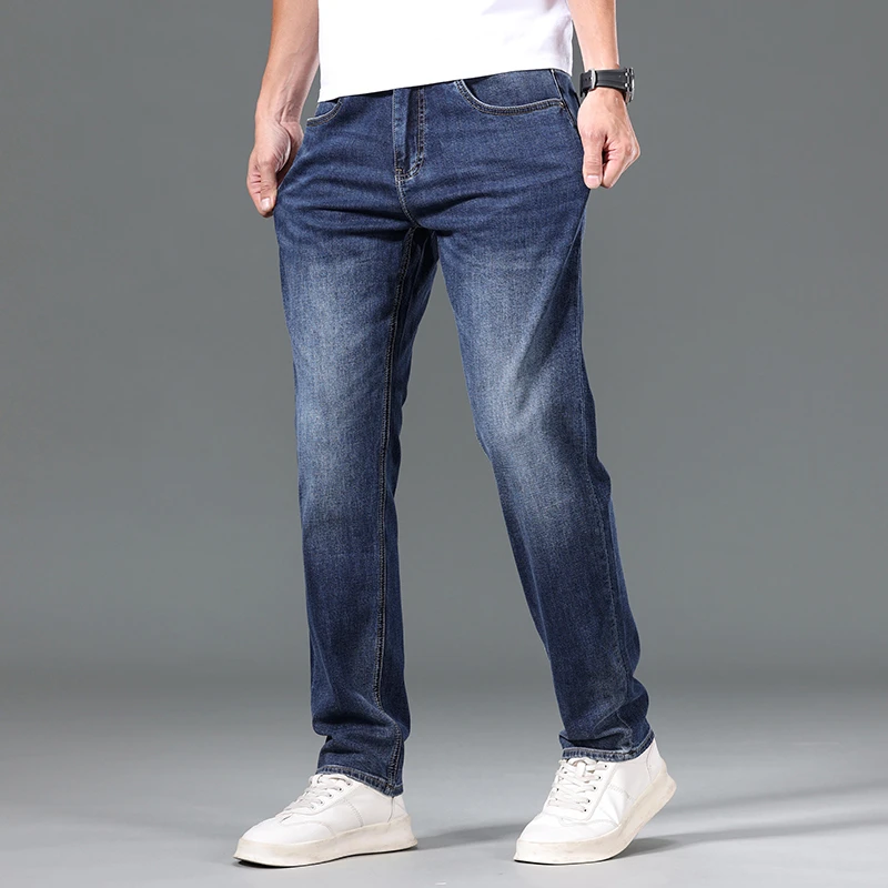 2025春季新款宽松小直筒微弹舒适牛仔裤长裤