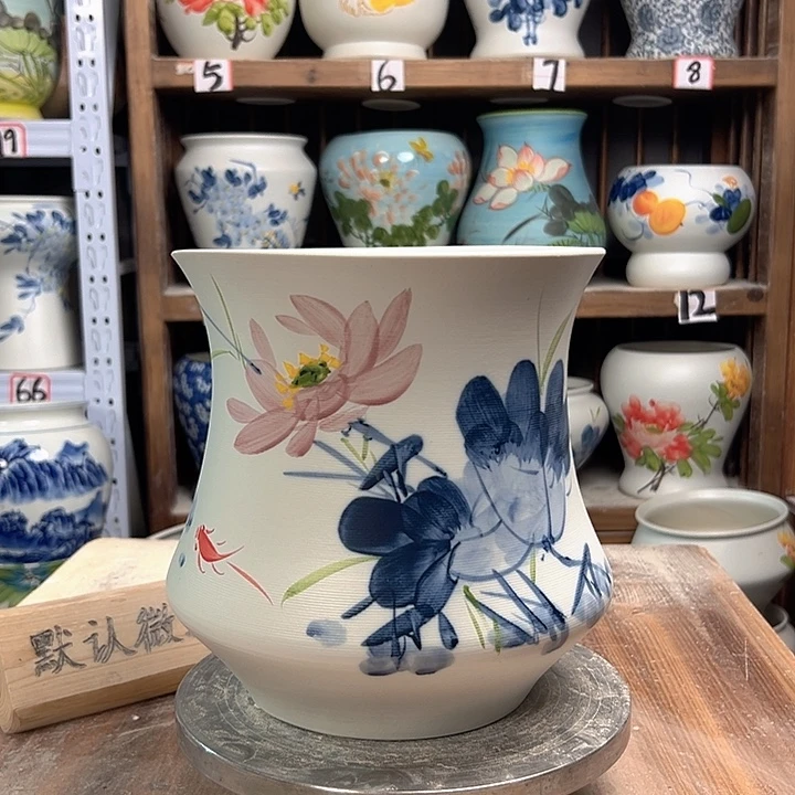 陶小蛮腰青花荷花陶瓷