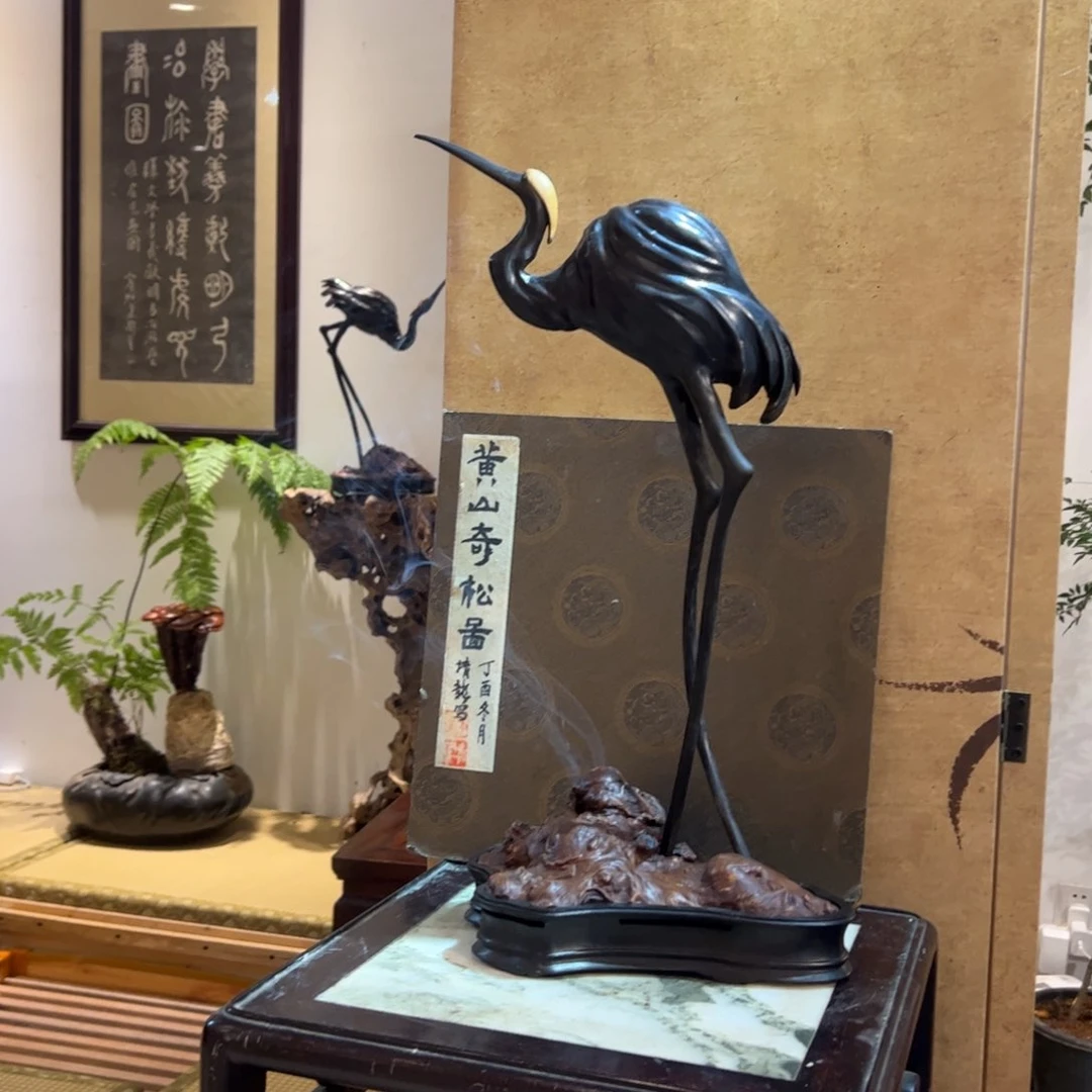 木豆*根雕仙鹤香炉仙鹤