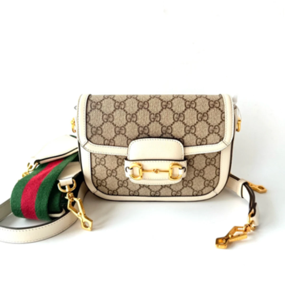 95新 GUCCI/古驰 安洁利严选 古驰1955老花白色斜挎包 WHZ502150H