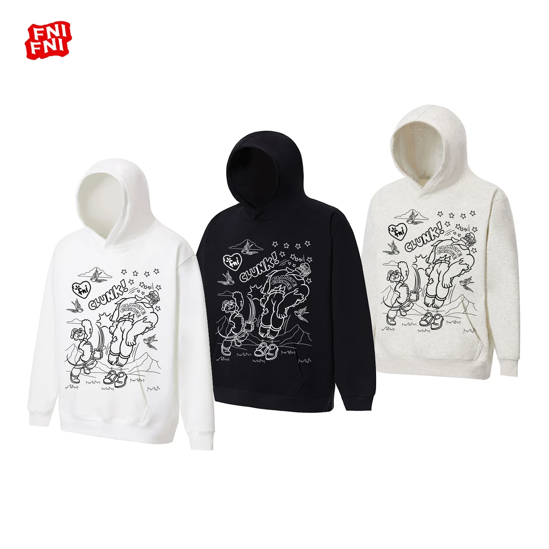 FNI红标（美人鱼战士）美式boxy重磅连帽卫衣男女款长袖秋冬胶浆