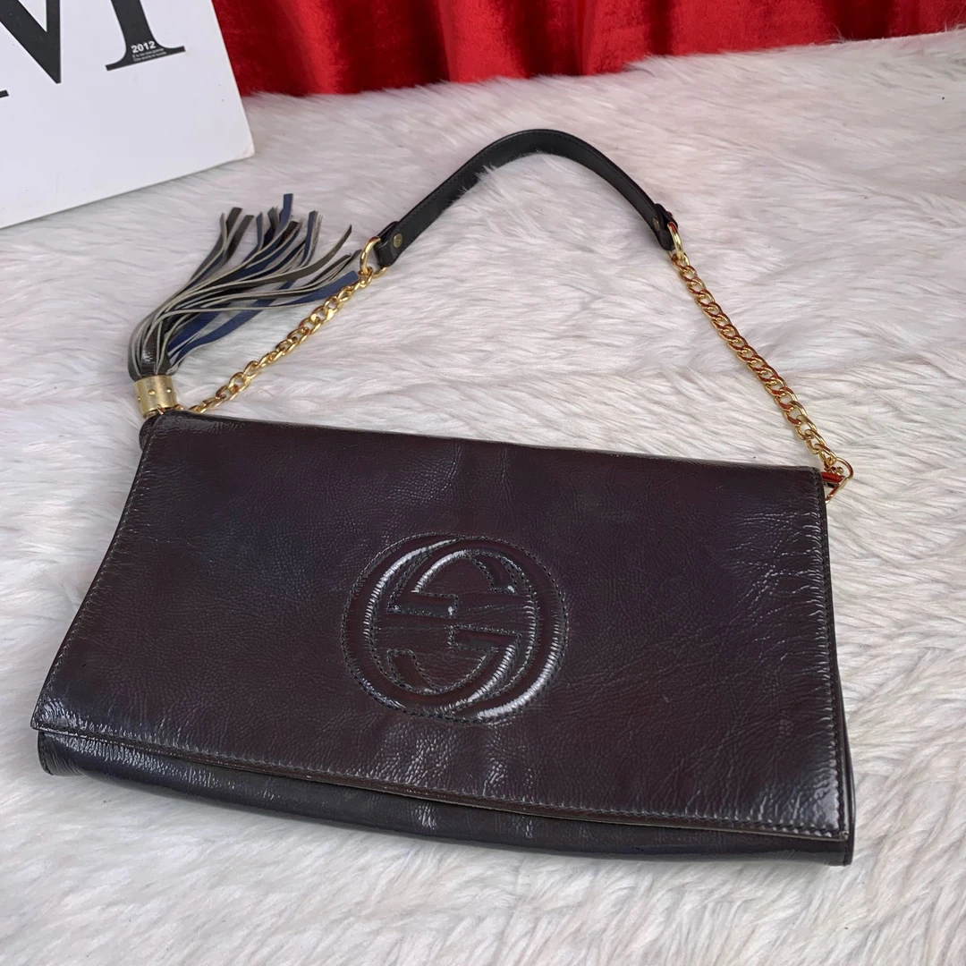 95新 GUCCI/古驰 暗蓝色信封包/EE09816038/6038