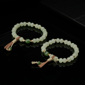 【小北珠宝】和田玉DIY手串尺寸约5*7mm【多样性发一件】