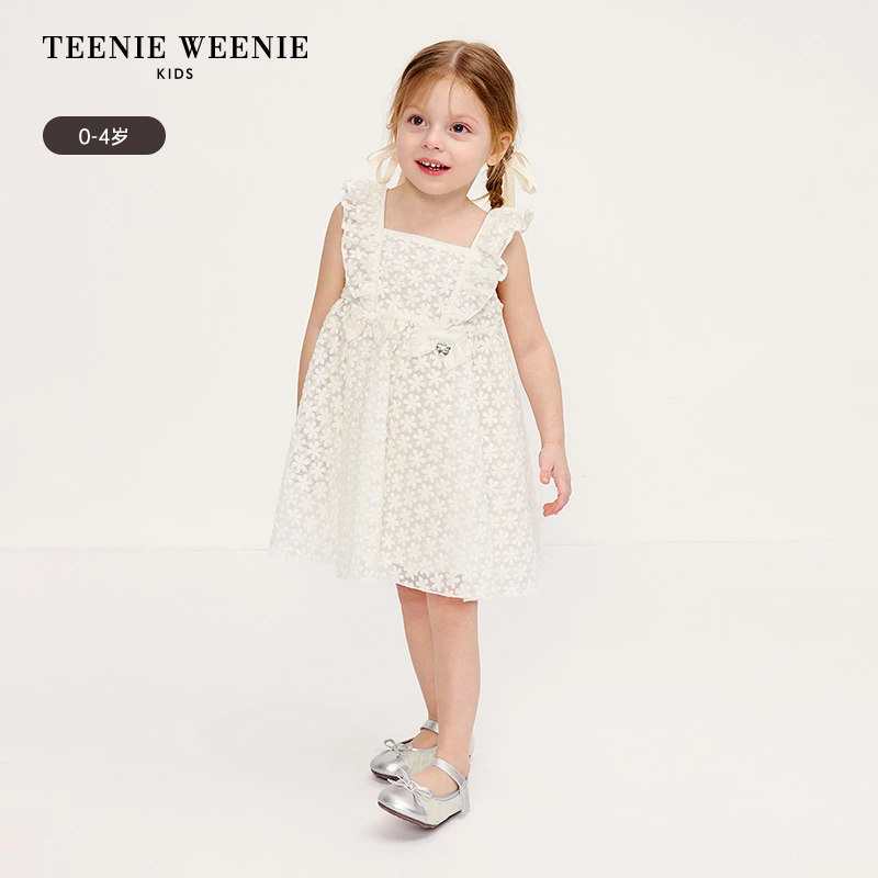 TeenieWeenieBaby小熊童装25年夏满绣花边公主连衣裙T0OW256449N