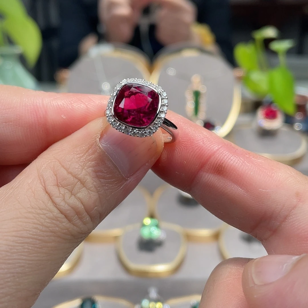 碧玺戒指18K金镶嵌4.55ct