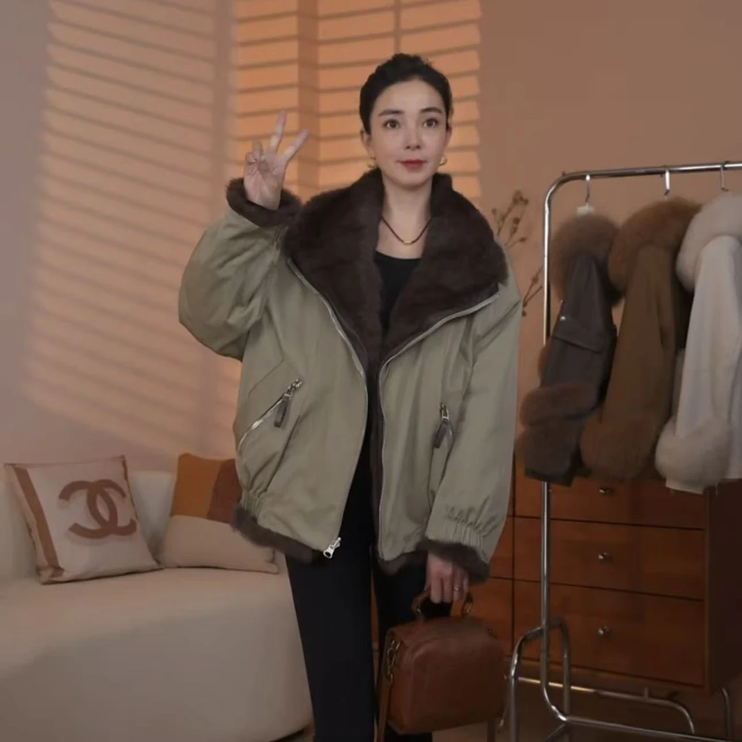 【衫屿】A2593毛袖25年新款大衣女士秋冬短款时尚大气百搭风衣