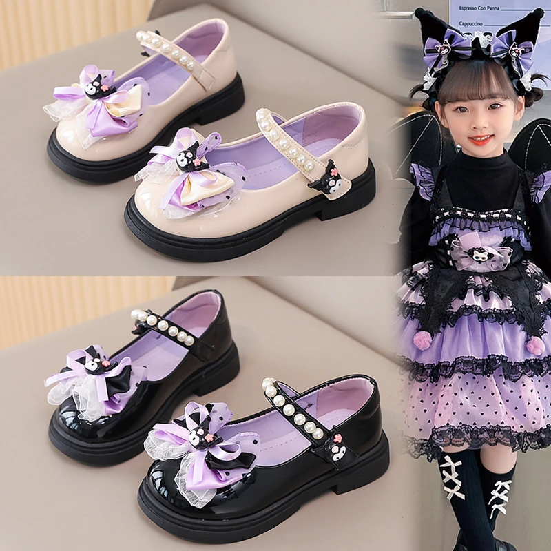 ABC库洛米女童小皮鞋2025新款春秋儿童软底公主鞋小女孩洋气春款