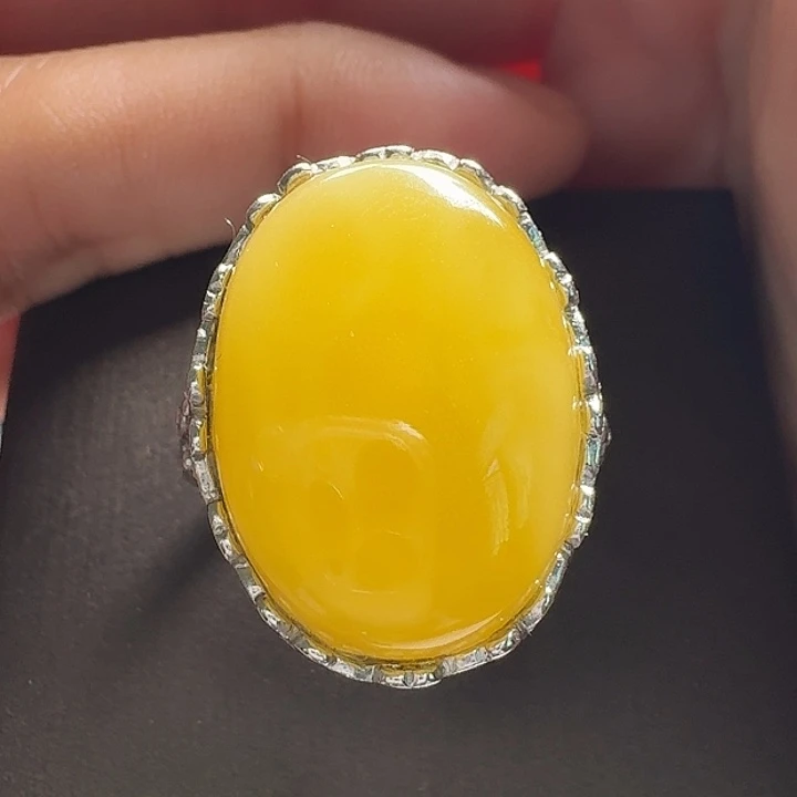 蜜蜡银S925镶嵌戒指戒指
