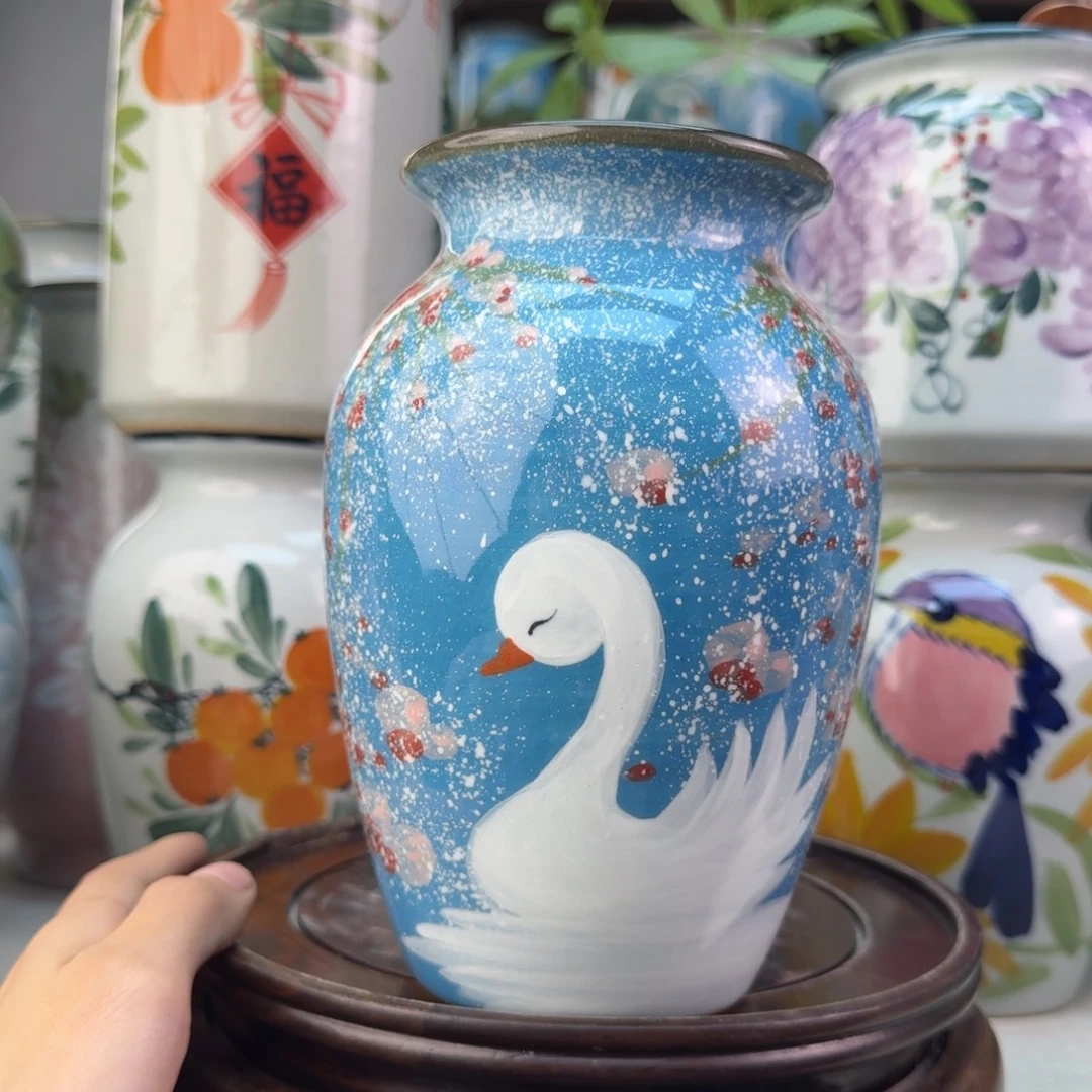 景德镇陶瓷手绘花瓶无孔