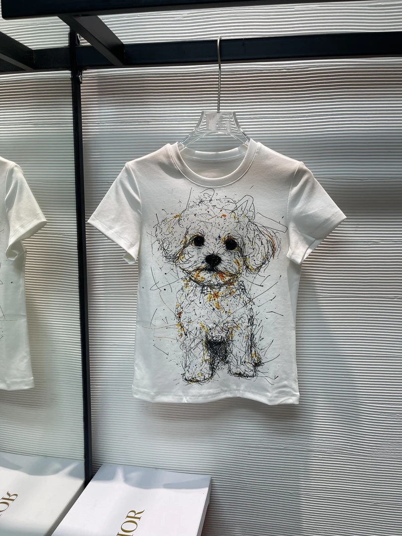 266#南油高端女装小狗短袖T