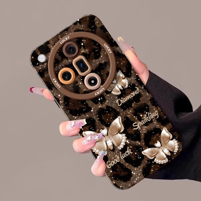 豹纹蝴蝶适用oppofindx8ultra手机壳全包findx8s保护壳防摔硅胶