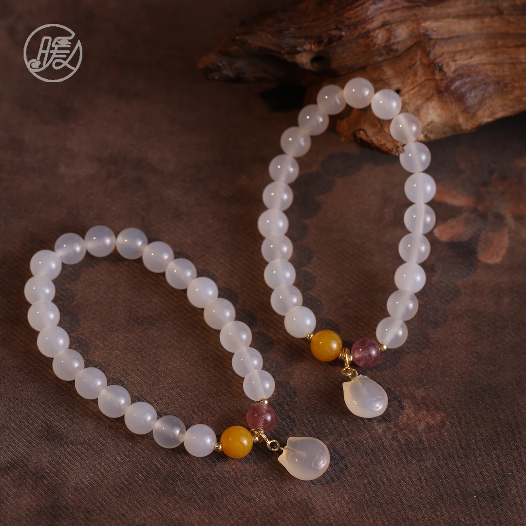 单圈玉髓手串8mm搭配小猫吊坠手链C2869多样性发一