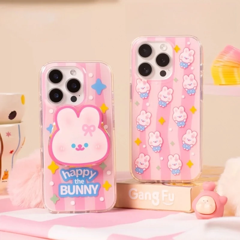 蝴蝶结粉兔适用苹果13手机壳软iphone16pro/15小米vivo华为oppo套
