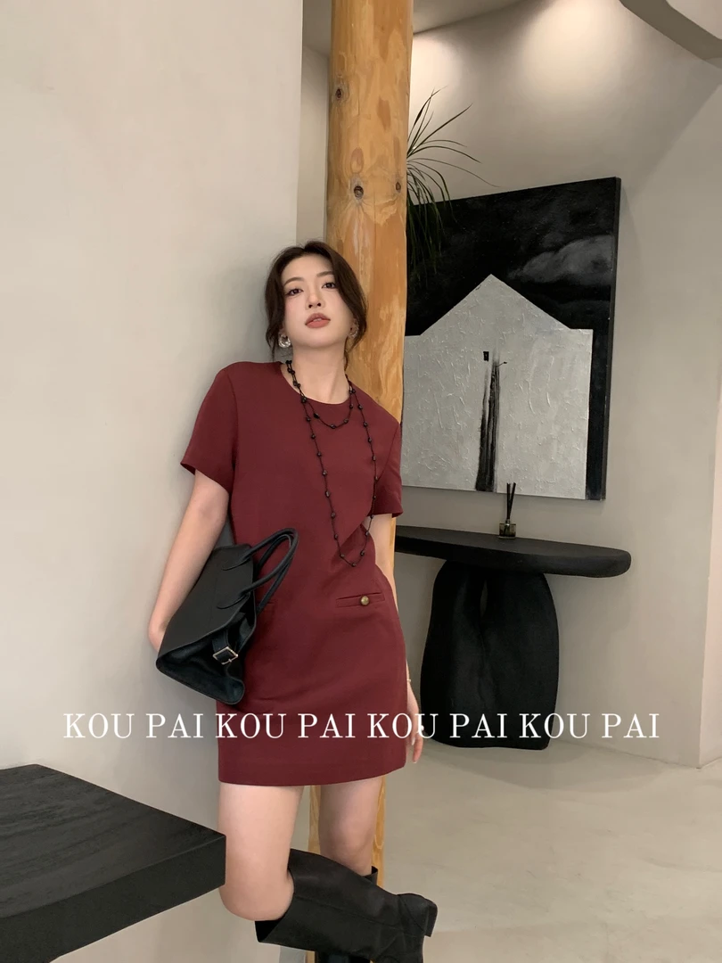 【黄心儿】40姆米重磅丝毛圆领百搭款连衣裙---KDL1993