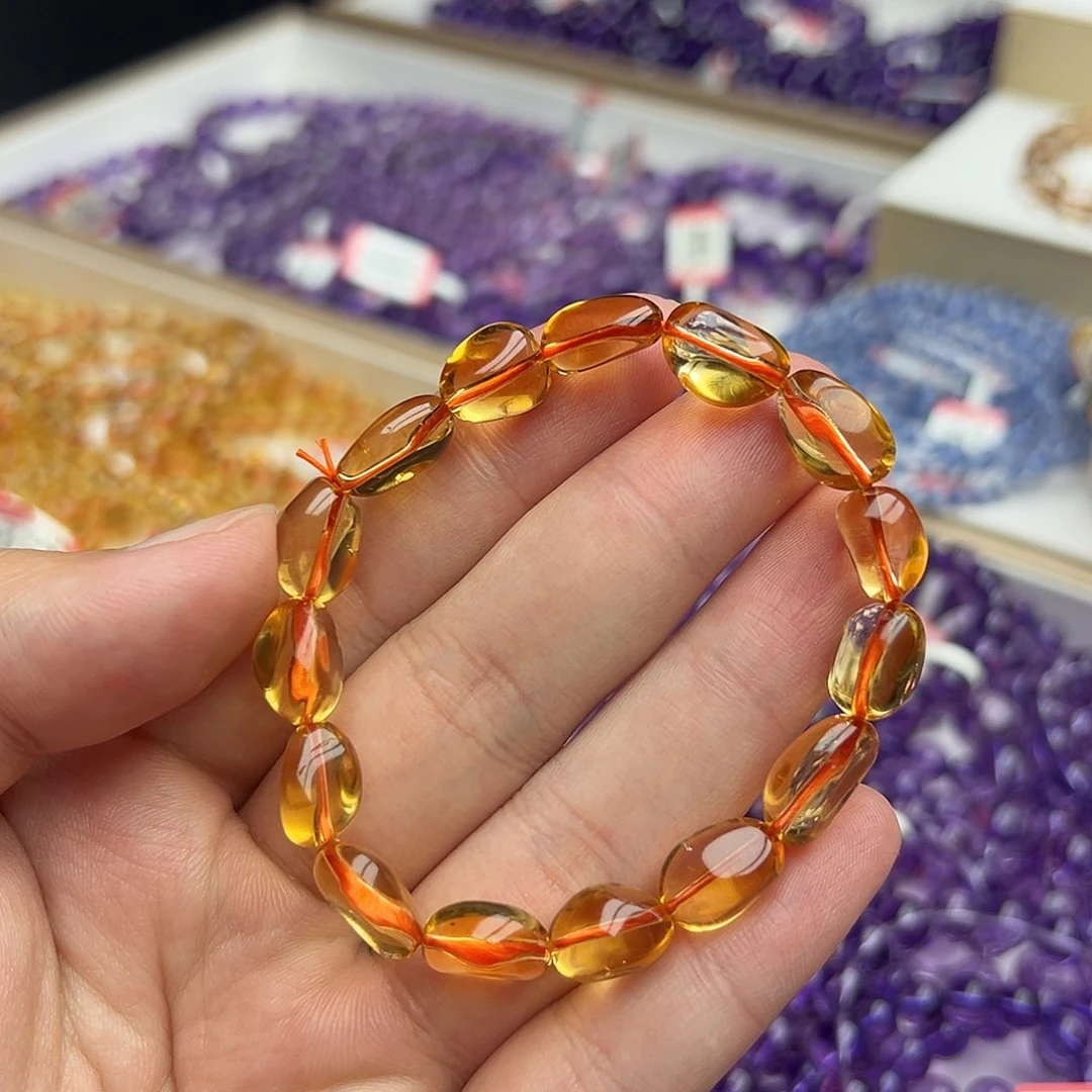 未镶嵌手链黄晶天然黄水晶糖豆