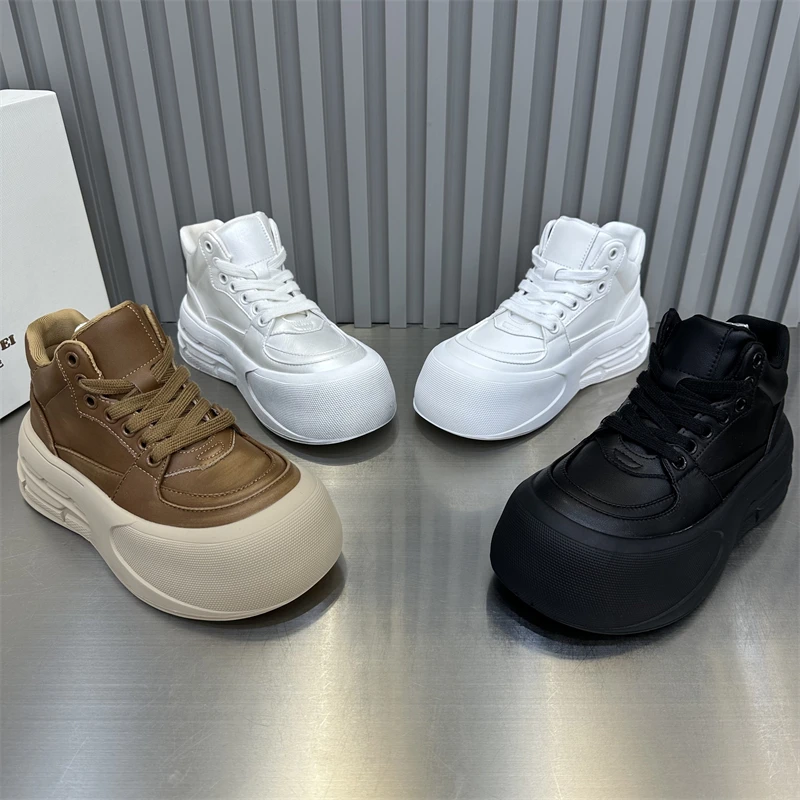 女士时尚休闲运动百搭厚底高帮系带韩版秋冬秋季ins新款潮流潮鞋