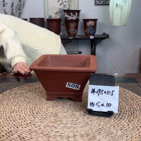 紫砂花盆清水泥花角斗方509