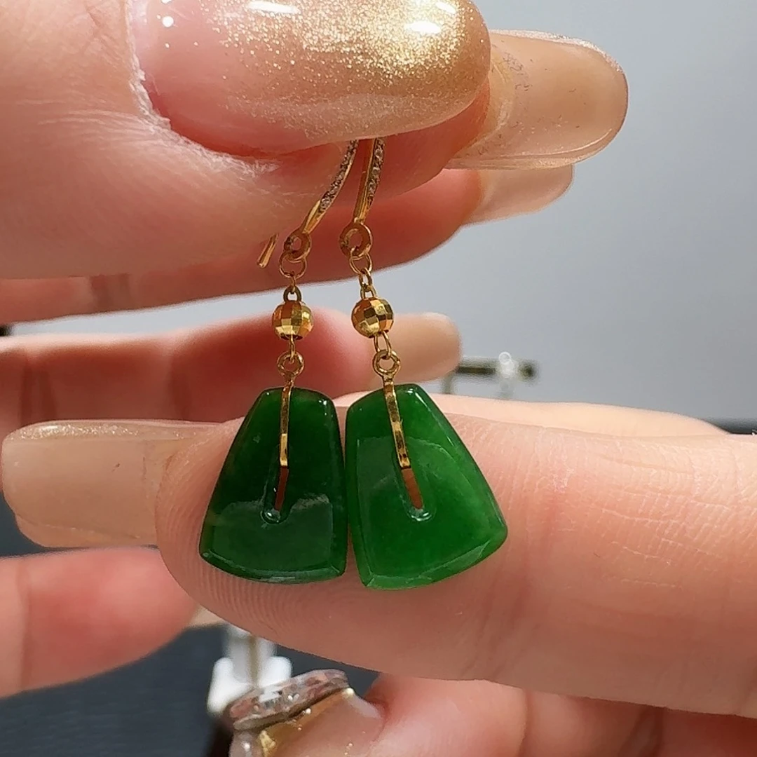 翡翠耳饰18K金镶嵌耳饰