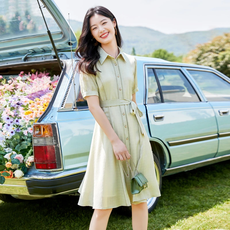 时尚温柔显瘦短袖连衣裙 SXL22303