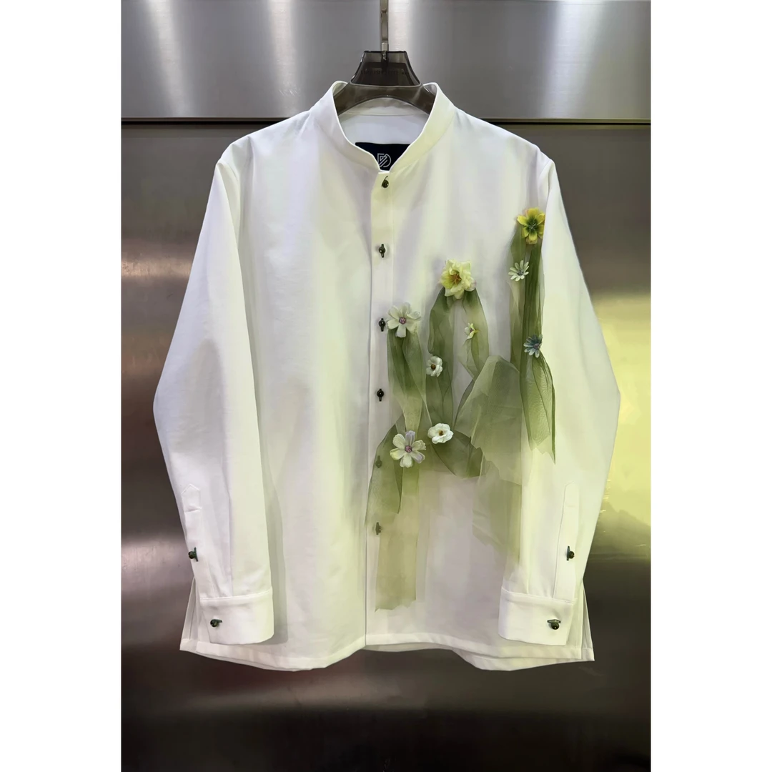 【YSFZ】手工系列！设计师高级感 ⌜繁花飘纱⌟ 立领衬衫