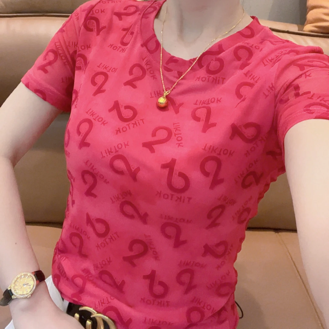 小敏家，夏季新款定制款植绒印花短袖T恤洋气百搭