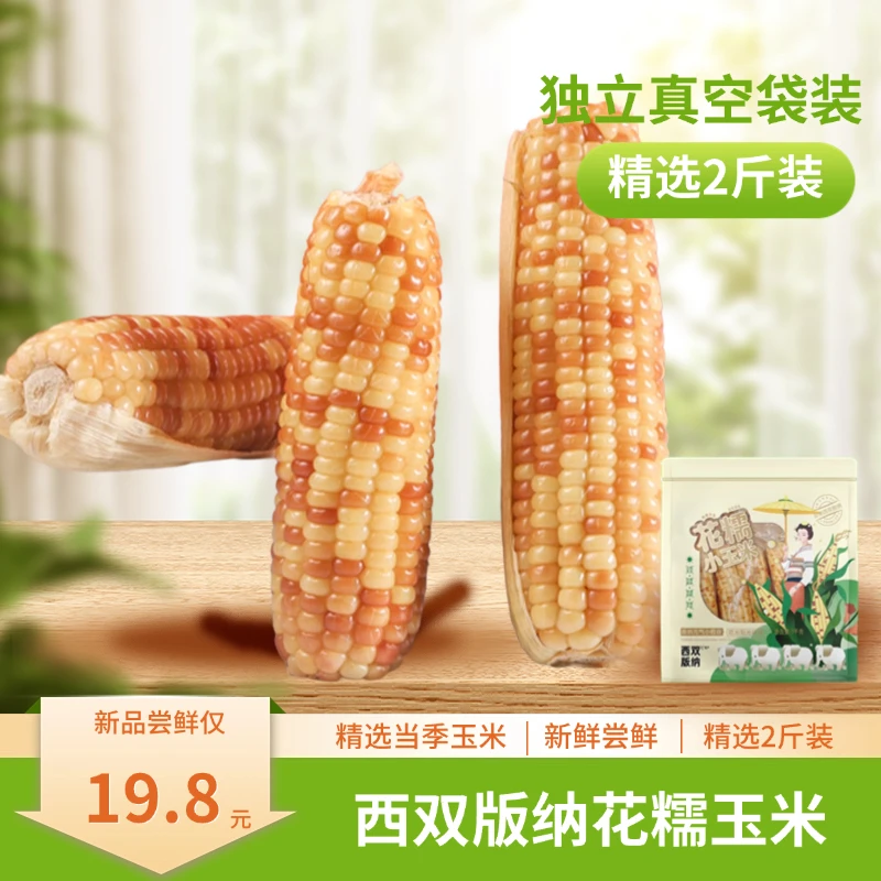 云南西双版纳香糥花糯玉米新鲜甜糯玉米真空香糯小玉米