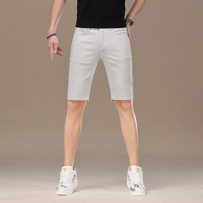 One What高端牛仔短裤男士修身弹力新款夏季薄款五分裤休闲中裤