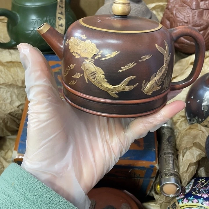 茶壶紫砂原矿泥料手工制作的一把紫砂壶