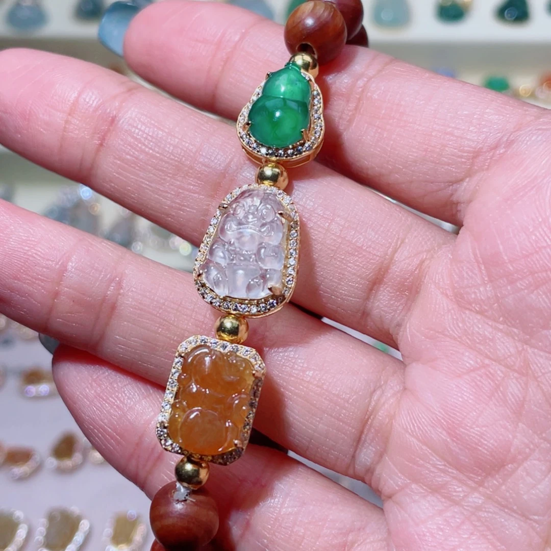 翡翠银S925镶嵌颈饰手串