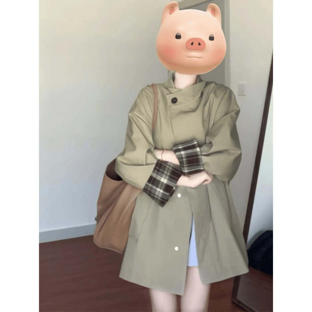 新款修身青年外套百搭气质韩版风衣纯色中长款春季薄款