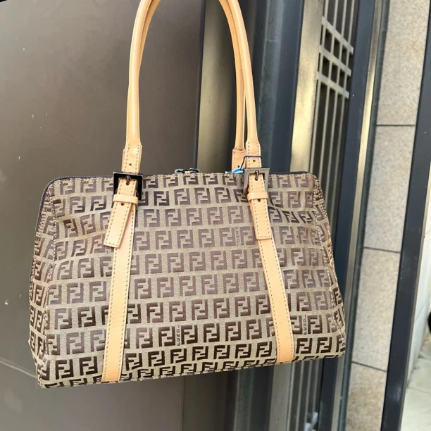 95新 FENDI/芬迪 棕花单肩包