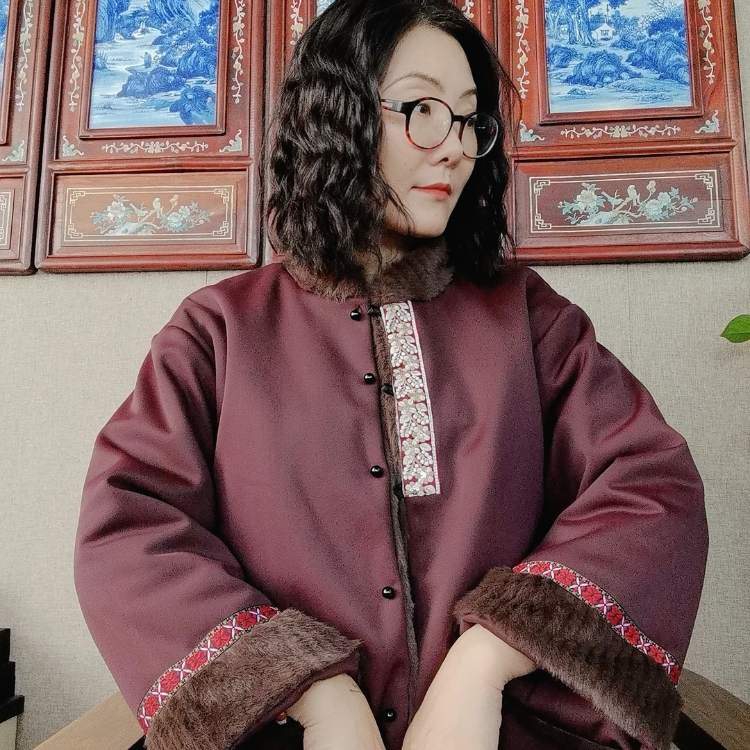 过年穿的大紫大红派克服外套