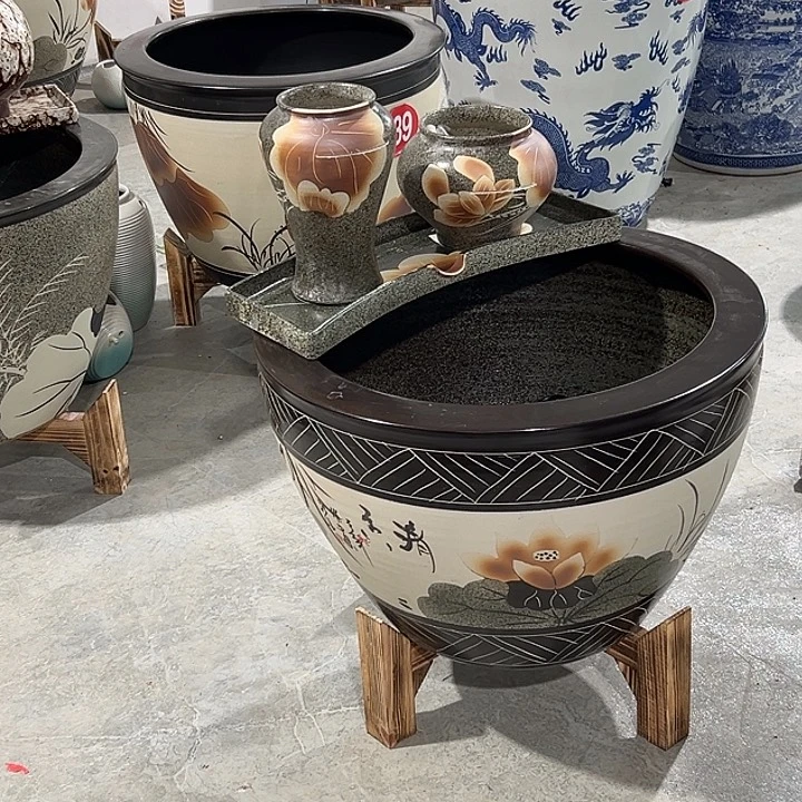 真***晕景德镇陶瓷鱼缸直径62厘米好40厘米