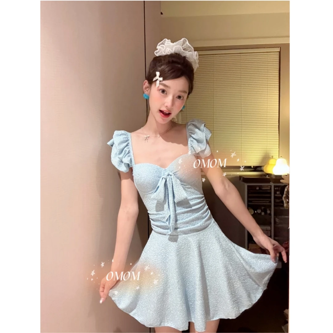 【海盐日记】清凉质感度假连体泳衣两件套显瘦泡温泉沙滩泳装5143