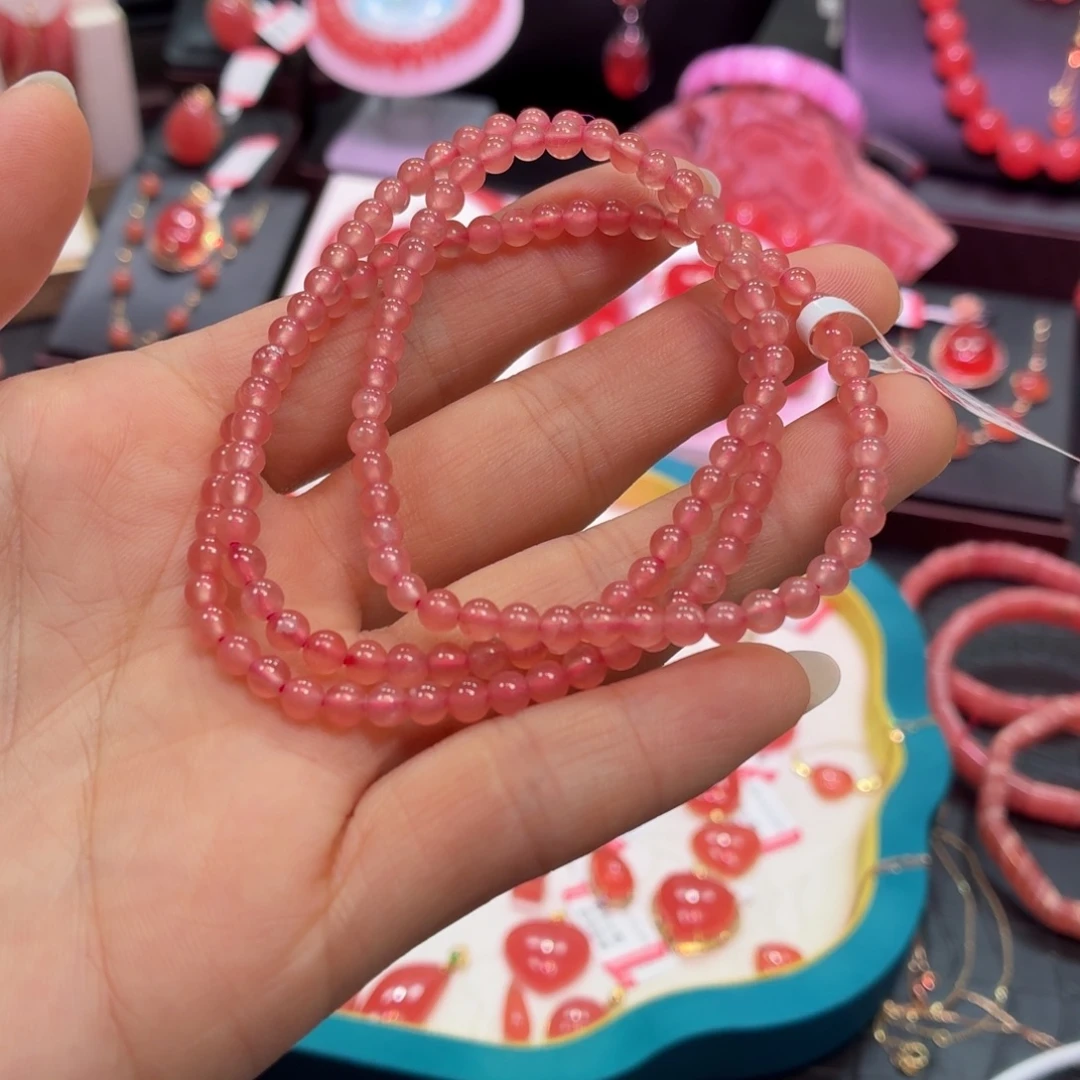 菱锰矿（红纹石）未镶嵌手串