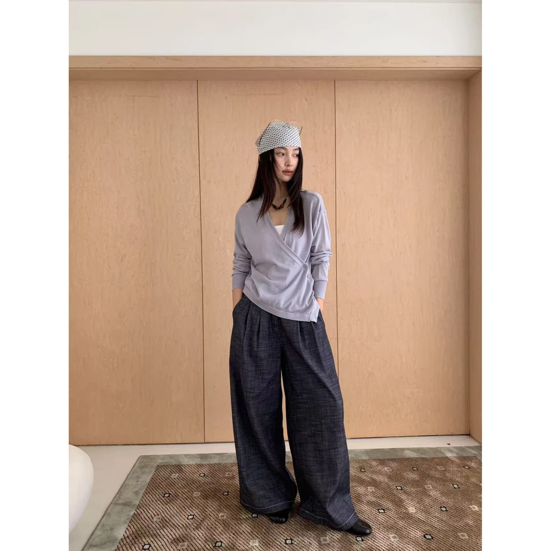 爱唯依（F）-复古洗水！高腰直筒阔腿牛仔图（LO27836#）LOUISA