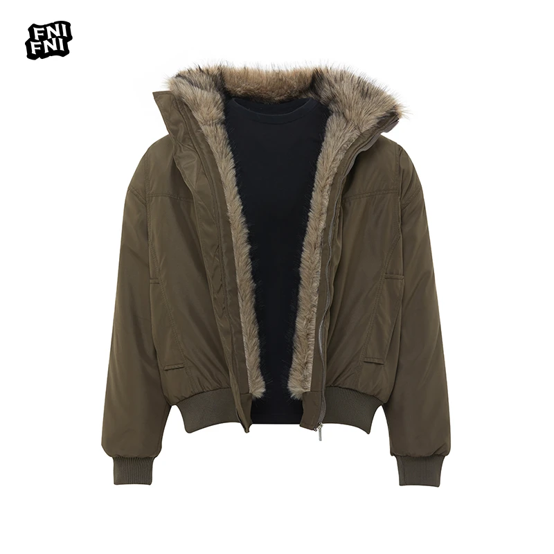 美式复古高街解构夹克棉服冬加厚保暖毛领座山雕短款棉服外套