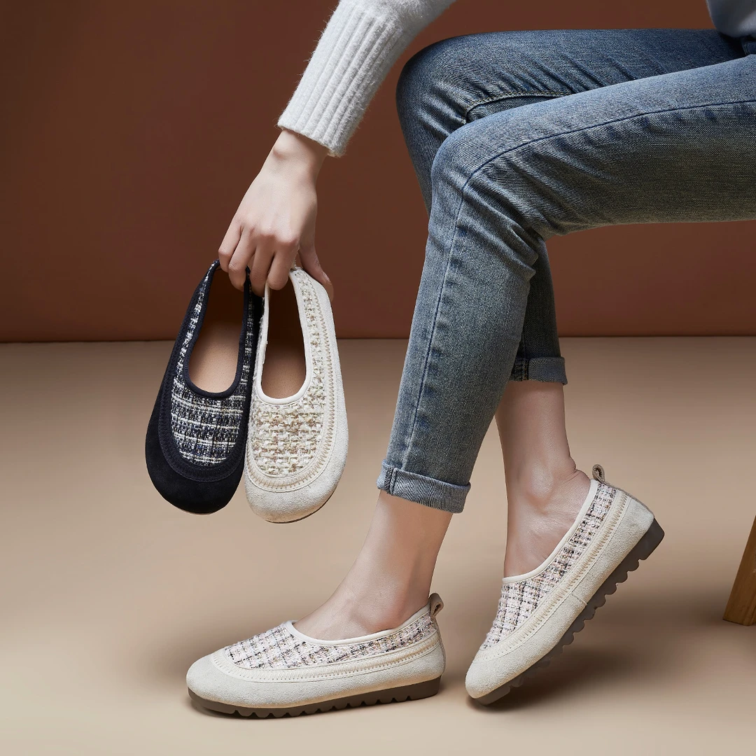 276小香风单鞋女2025春秋新款薄底舒适百搭轻便套脚女鞋