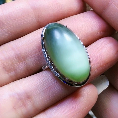 和田玉银S925镶嵌戒指