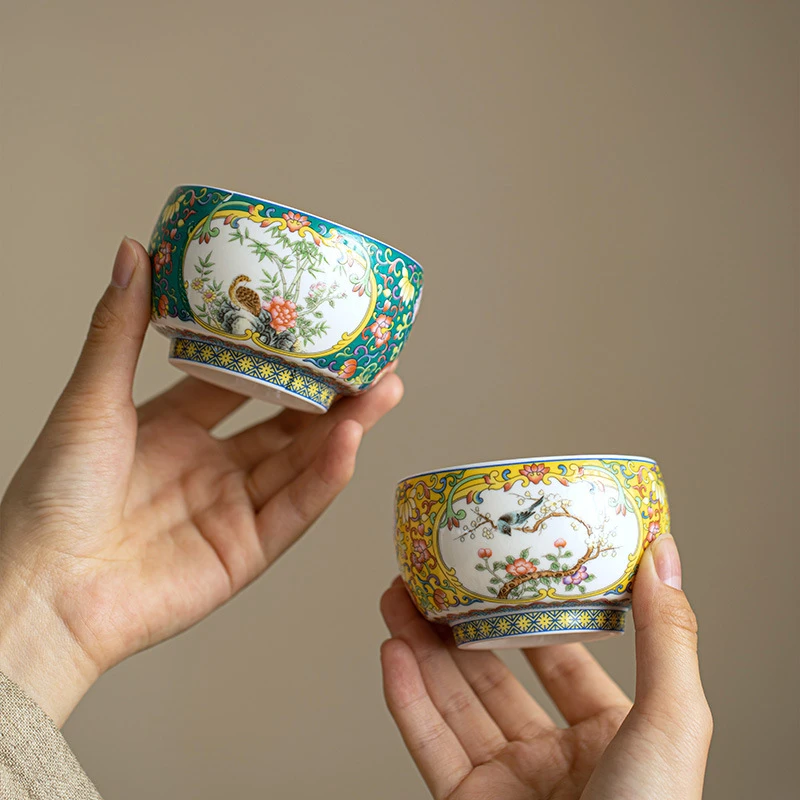 德化羊脂玉瓷茶杯珐琅彩陶瓷茶具品茗杯主人杯罗汉杯家用功夫茶具