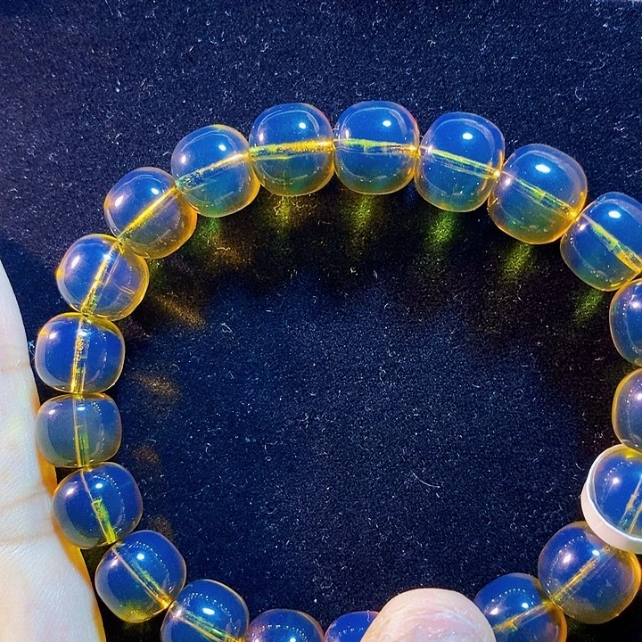 蓝珀未镶嵌珠宝奇石墨西哥蓝珀老型手串10