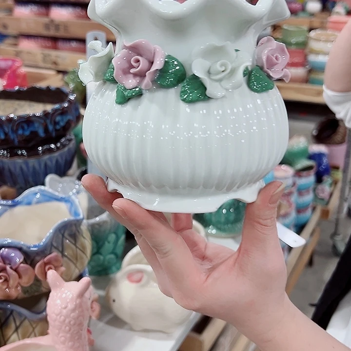 有孔，凑单福利满10元发货陶瓷多肉花盆！