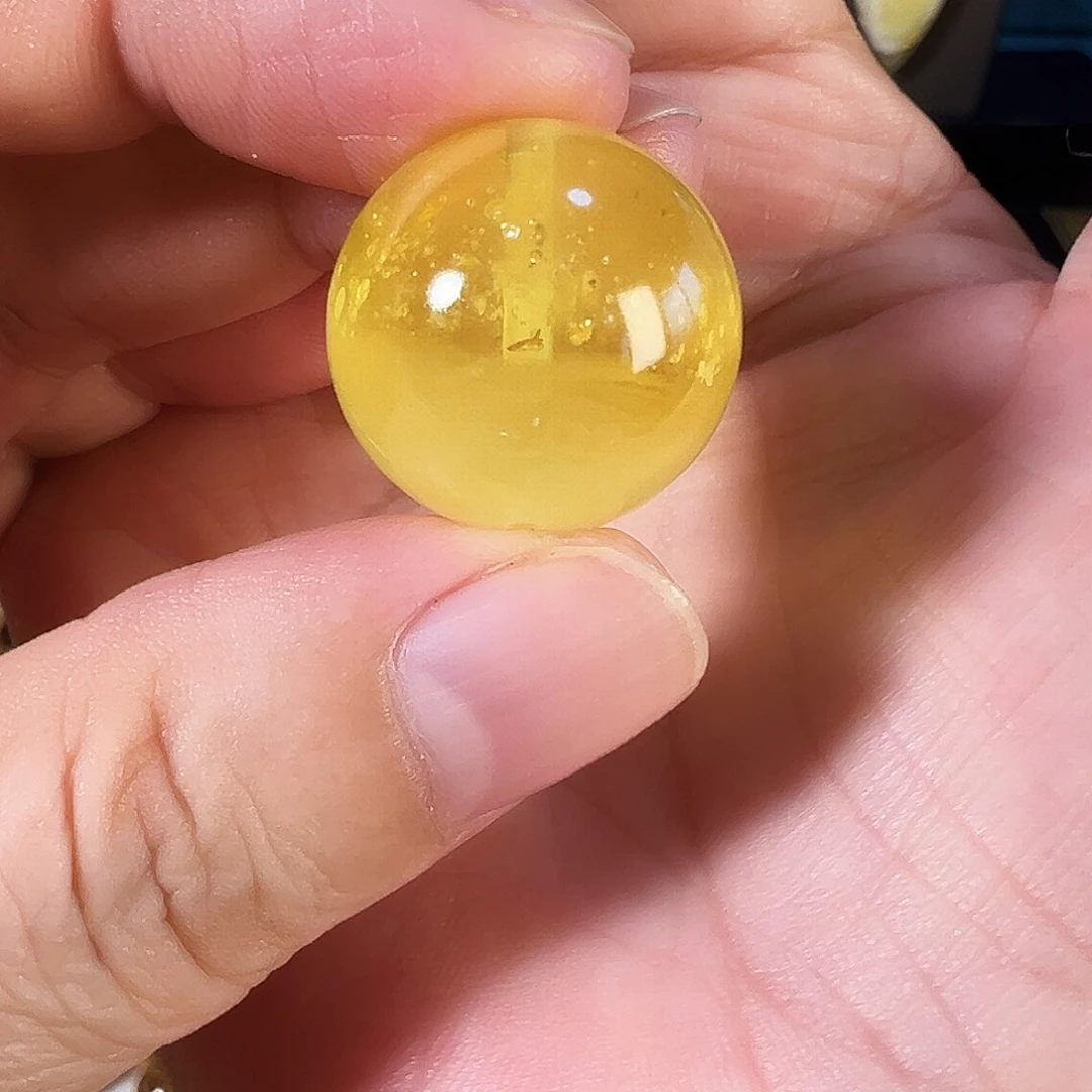 蜜蜡未镶嵌裸石琥珀蜜蜡聚宝盆暴风雪单珠20.2mm