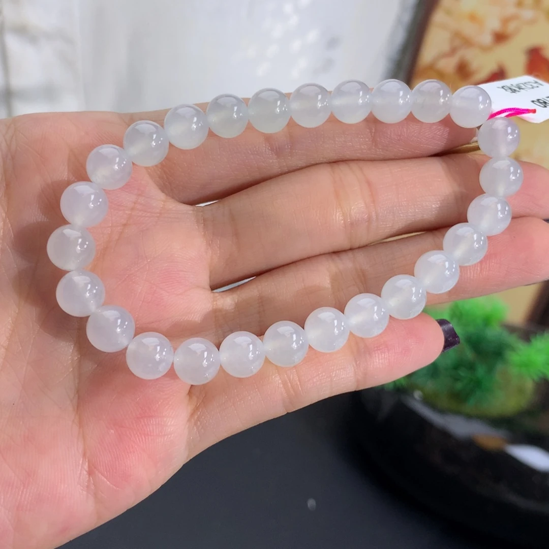 翡翠未镶嵌手串卡7冰胶白冰手串