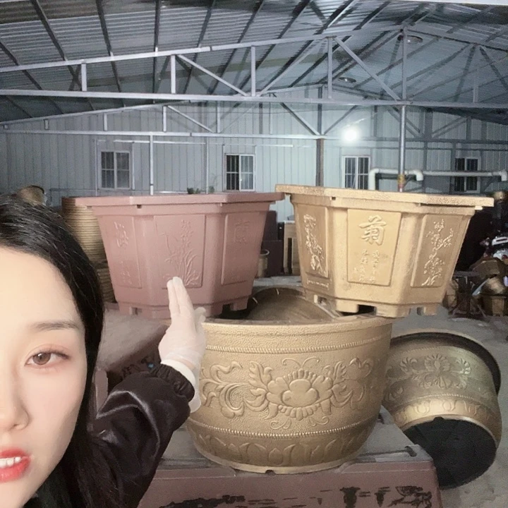 紫砂色八角60花盆一个有孔
