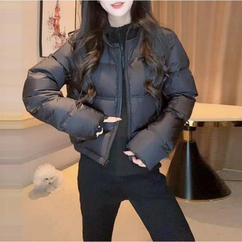 韩版小个子泡芙面包服短外套女秋冬新款大码胖MM时尚简约休闲棉衣