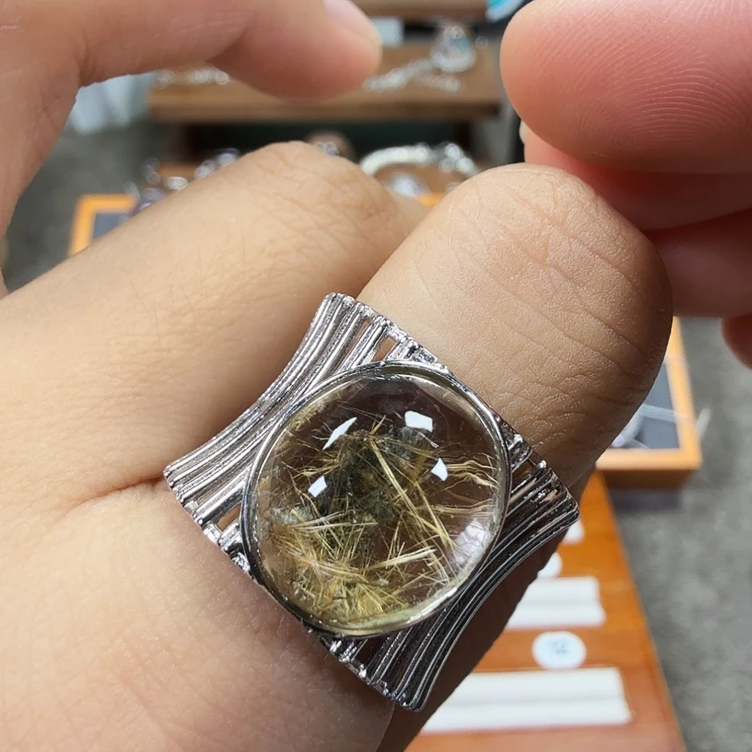 银S925镶嵌戒指水晶