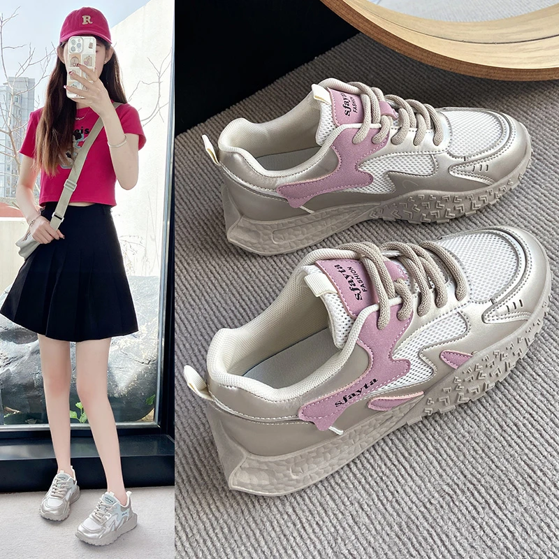 【推荐】透气显脚小老爹鞋女韩版休闲鞋ins运动网面跑步鞋轻便女鞋