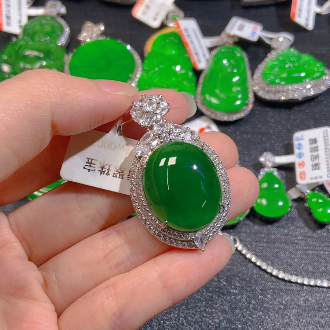 翡翠银S925镶嵌吊坠(不含链)