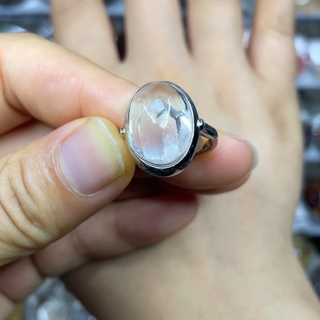 【闪购商品】银S925镶嵌珠宝半成品水晶戒指